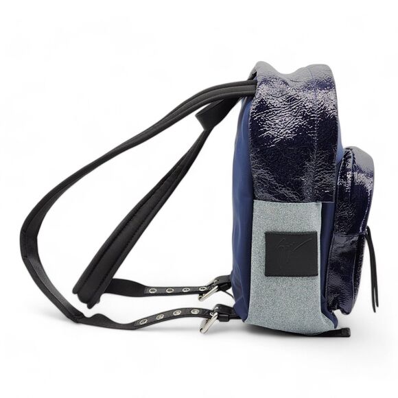 Giuseppe Zanotti Logo Backpack - Nylon, Leather, Suede - Blue Black Gray - $950 - Picture 3 of 8